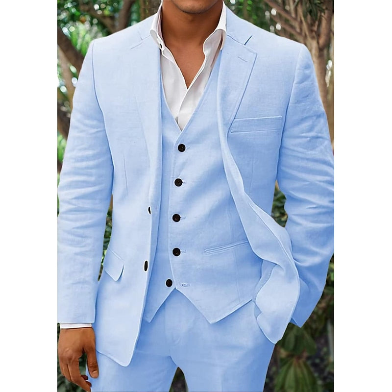 "Modern 3-delig mannenpak, inclusief colbert, gilet en pantalon, ideaal voor formele gelegenheden en stijlvolle looks."