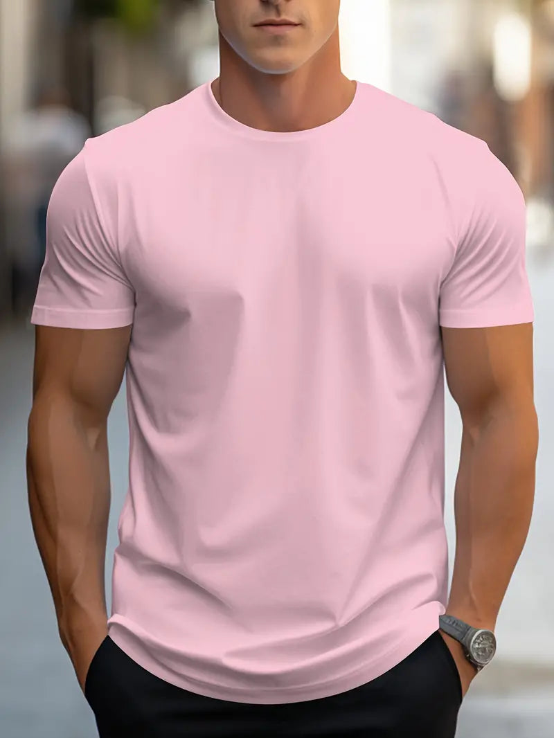 "Modern katoenen heren T-shirt, stijlvolle eenvoud, effen ontwerp, perfecte pasvorm, comfortabel en veelzijdig."