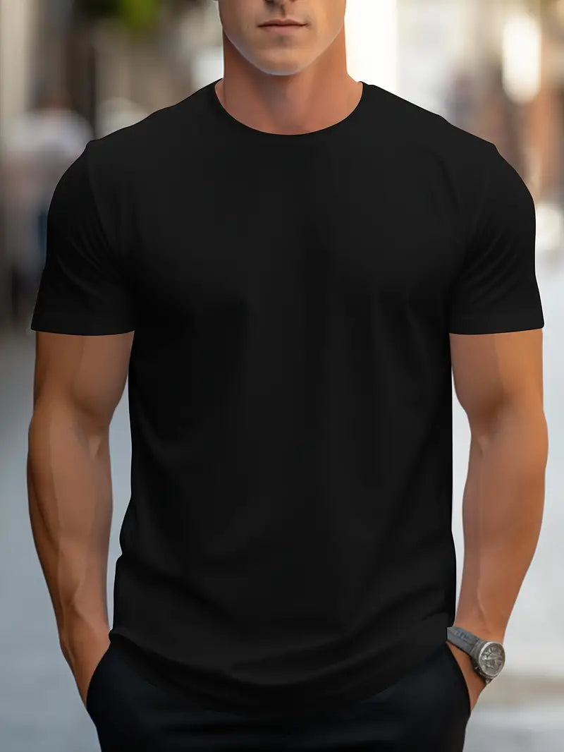 "Modern katoenen heren T-shirt, stijlvolle eenvoud, effen ontwerp, perfecte pasvorm, comfortabel en veelzijdig."