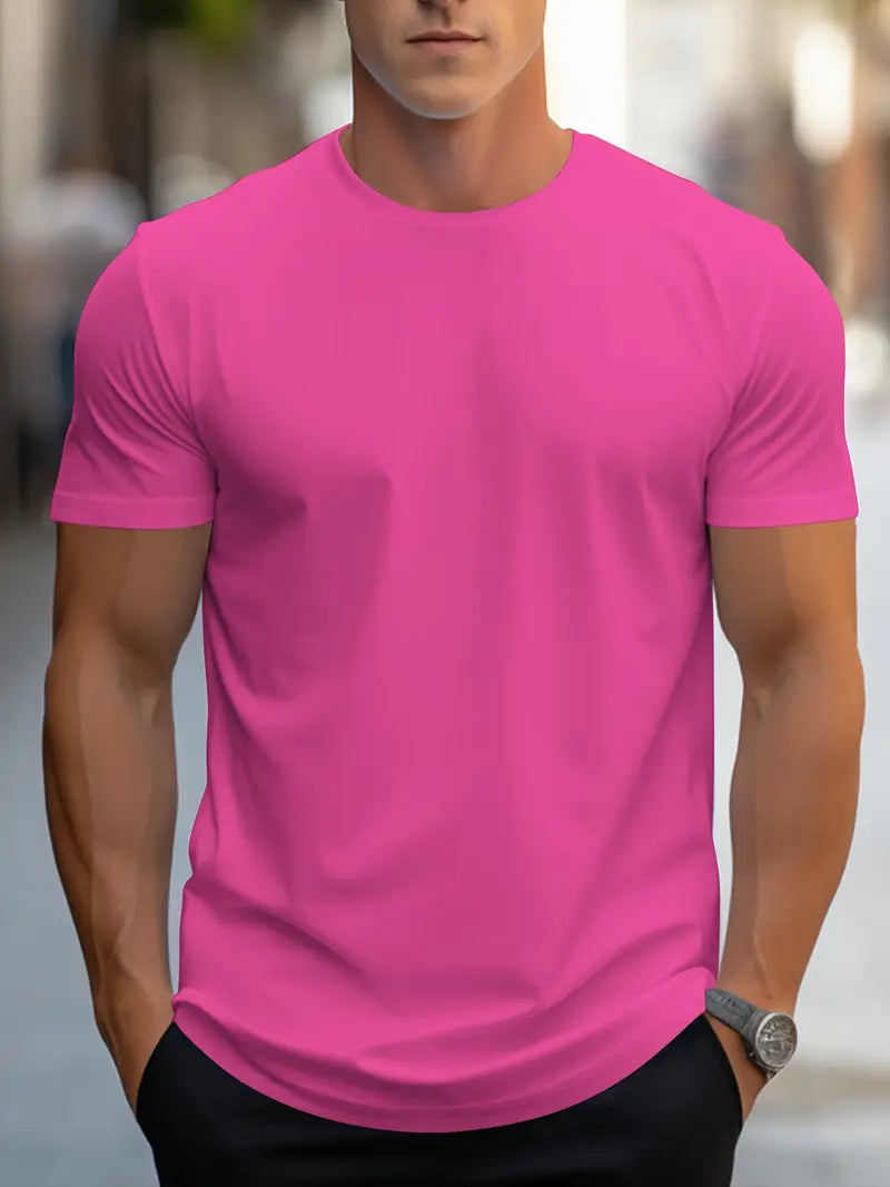 "Modern katoenen heren T-shirt, stijlvolle eenvoud, effen ontwerp, perfecte pasvorm, comfortabel en veelzijdig."