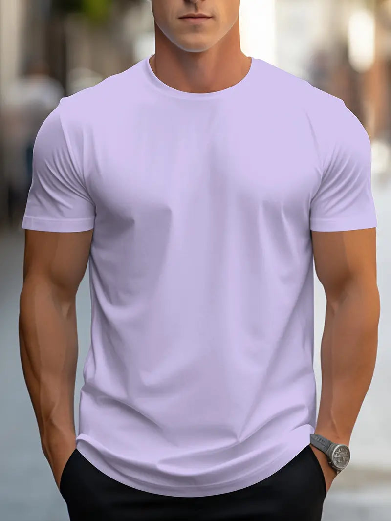 "Modern katoenen heren T-shirt, stijlvolle eenvoud, effen ontwerp, perfecte pasvorm, comfortabel en veelzijdig."