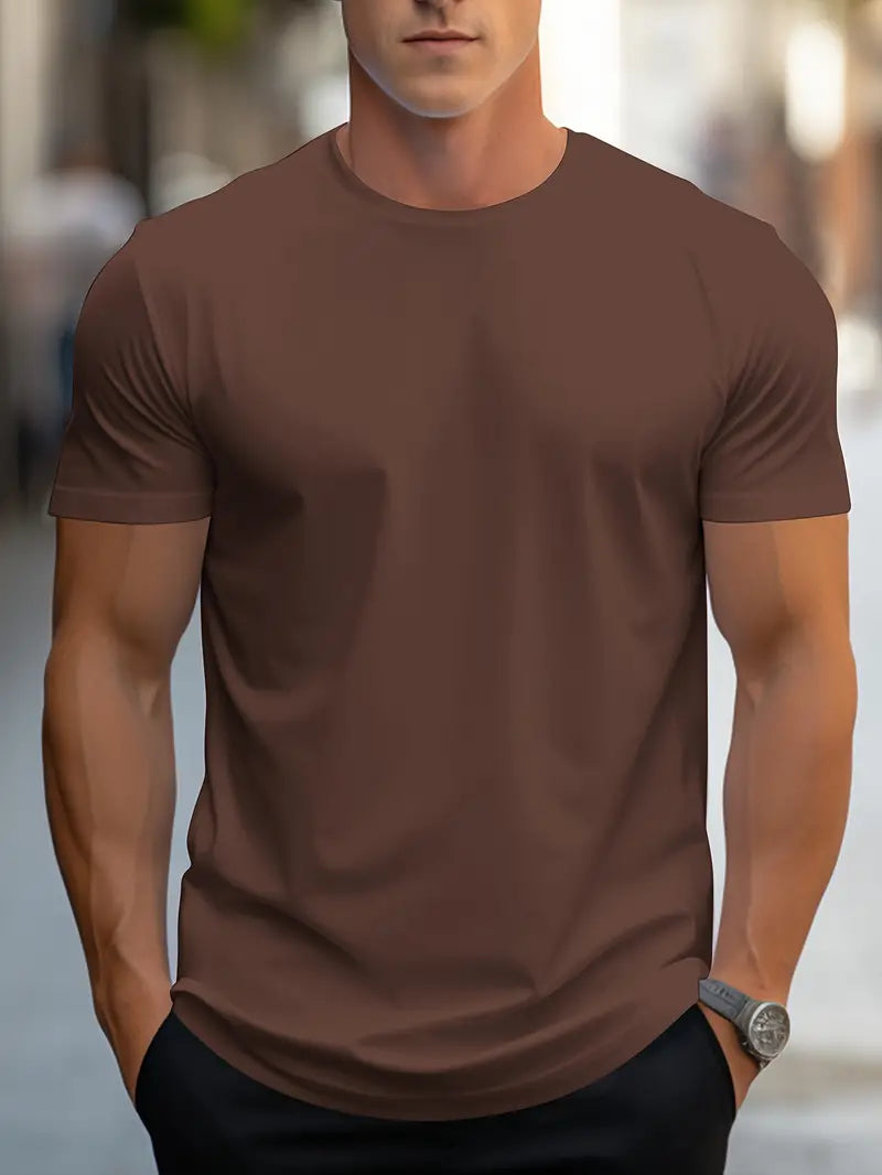 "Modern katoenen heren T-shirt, stijlvolle eenvoud, effen ontwerp, perfecte pasvorm, comfortabel en veelzijdig."