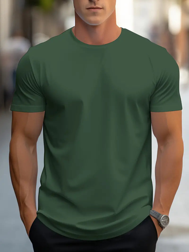 "Modern katoenen heren T-shirt, stijlvolle eenvoud, effen ontwerp, perfecte pasvorm, comfortabel en veelzijdig."
