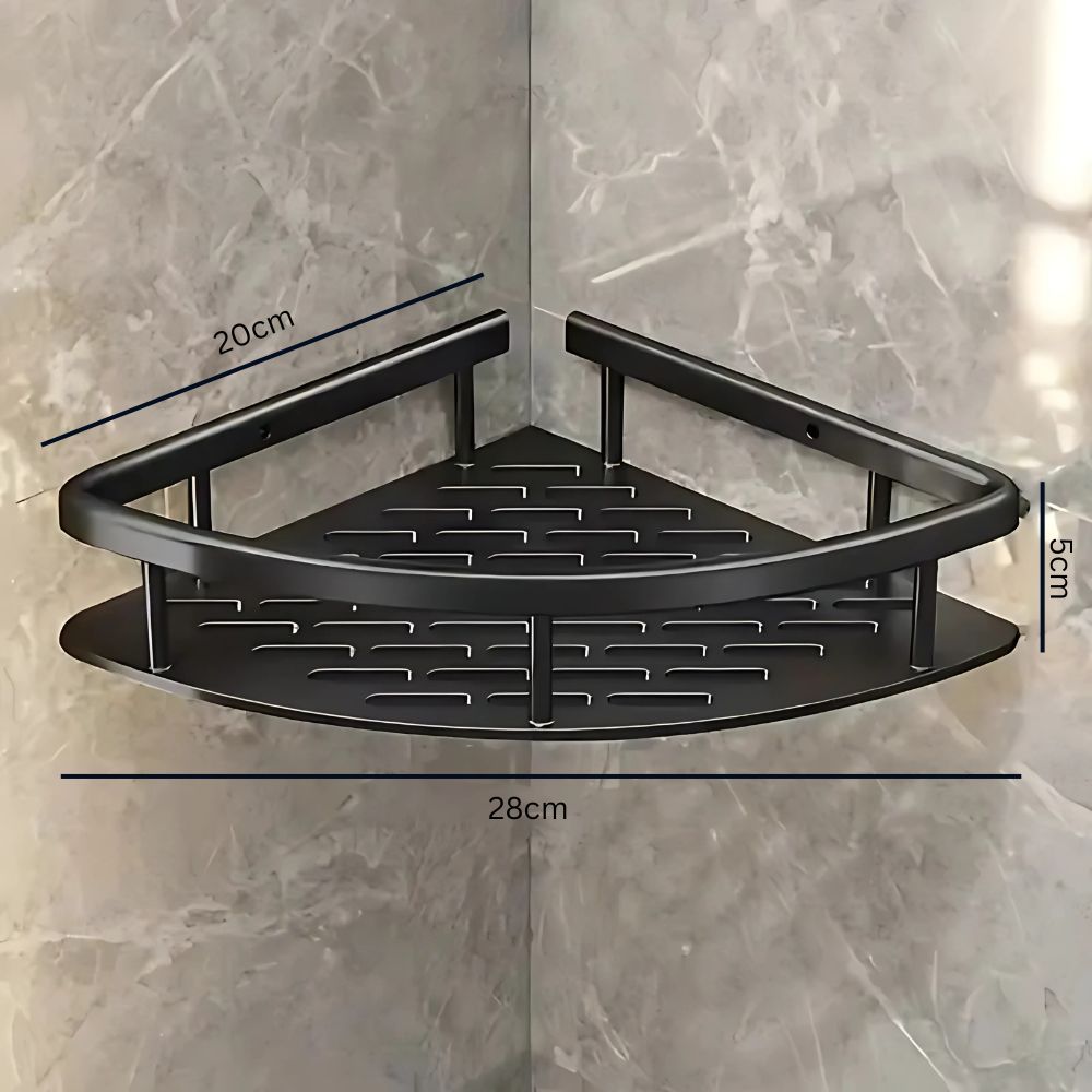 "Moderne aluminium doucheplank met zelfklevend, roestvrij ontwerp, open frame en verstelbare haak, perfect voor de badkamer."