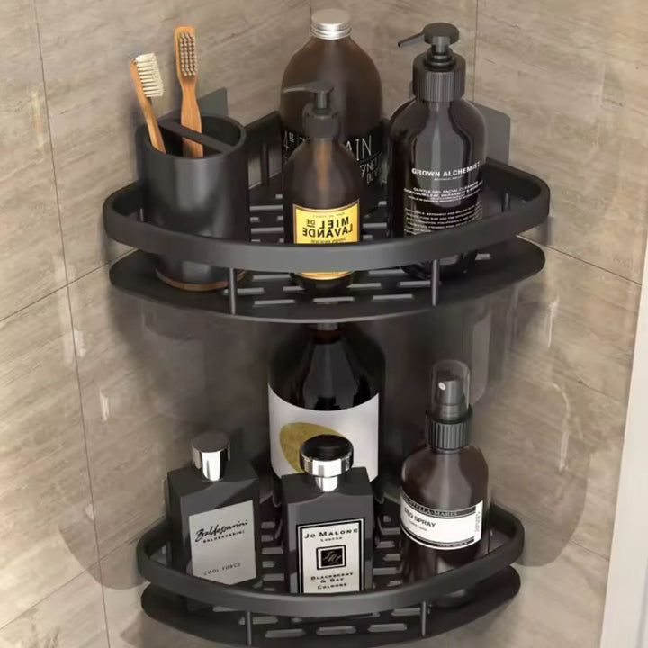 "Moderne aluminium doucheplank met zelfklevend, roestvrij ontwerp, open frame en verstelbare haak, perfect voor de badkamer."