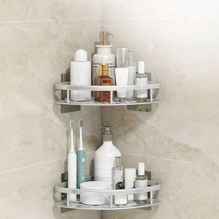 "Moderne aluminium doucheplank met zelfklevend, roestvrij ontwerp, open frame en verstelbare haak, perfect voor de badkamer."