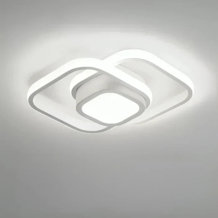 "Moderne energiezuinige LED plafondlamp, 24 cm, dubbele ring, aluminium en acryl, eigentijdse elegante uitstraling."