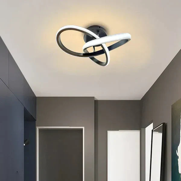 "Moderne energiezuinige LED plafondlamp, 24 cm, dubbele ring, aluminium en acryl, eigentijdse elegante uitstraling."
