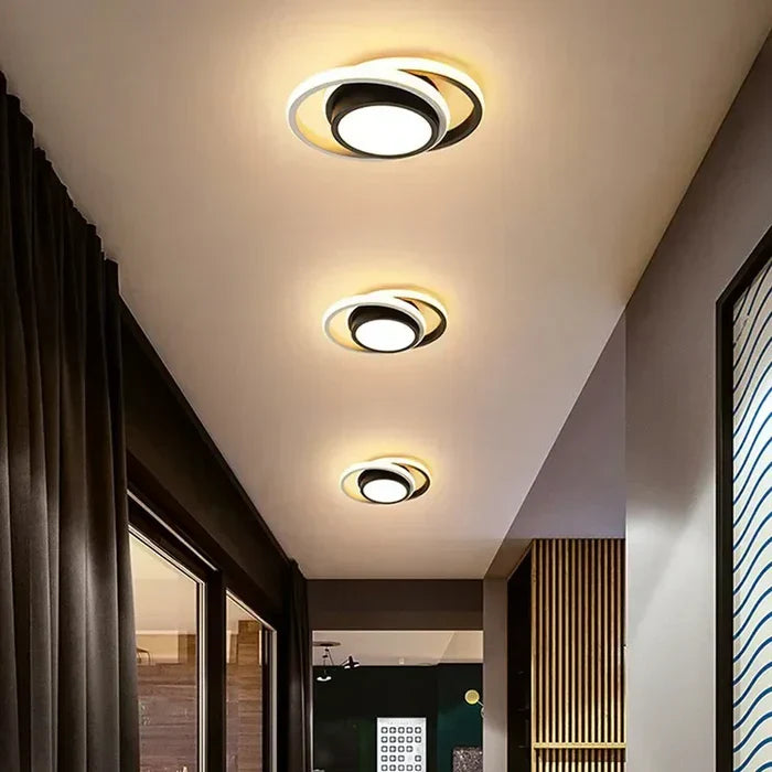 "Moderne energiezuinige LED plafondlamp, 24 cm, dubbele ring, aluminium en acryl, eigentijdse elegante uitstraling."