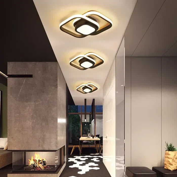 "Moderne energiezuinige LED plafondlamp, 24 cm, dubbele ring, aluminium en acryl, eigentijdse elegante uitstraling."