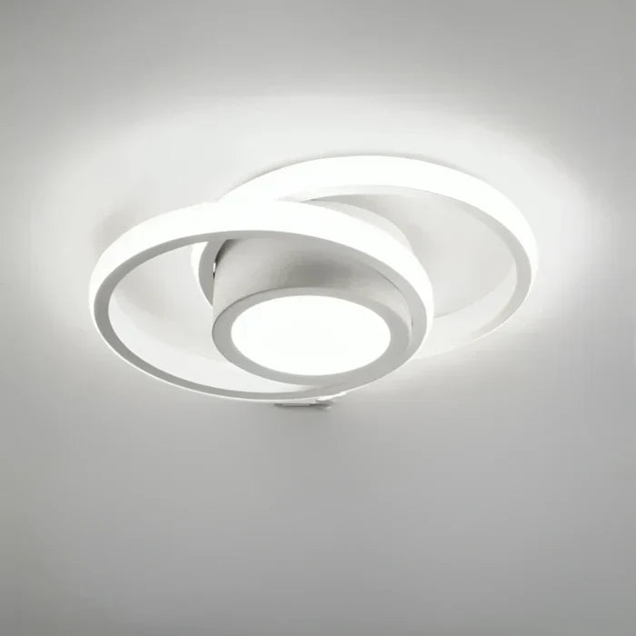 "Moderne energiezuinige LED plafondlamp, 24 cm, dubbele ring, aluminium en acryl, eigentijdse elegante uitstraling."