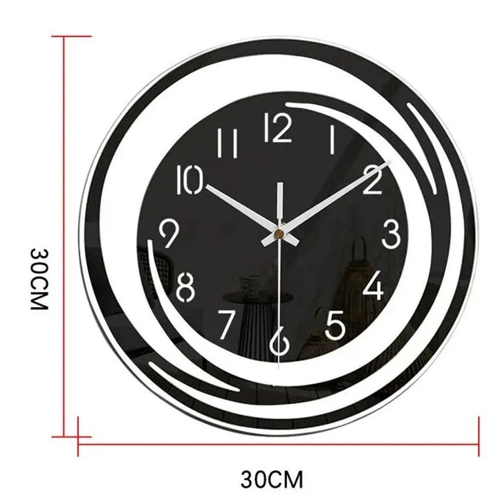 "Moderne stijlvolle wandklok, InfinityGlow, met stil mechanisme en luxe uitstraling. Perfect voor elk interieur."