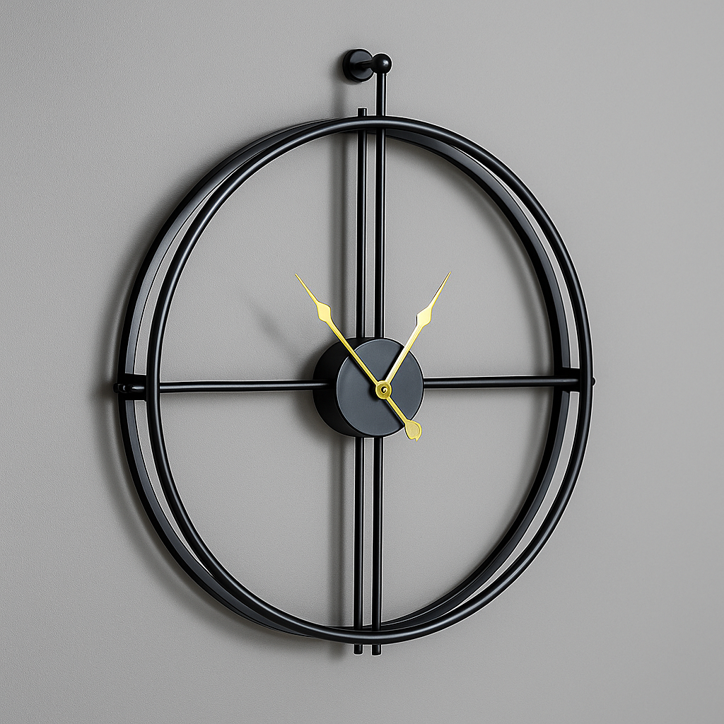 "Moderne zwarte/grijze wandklok met stil quartz uurwerk, elegant en minimalistisch design. Formaat: 55/60 cm diameter."