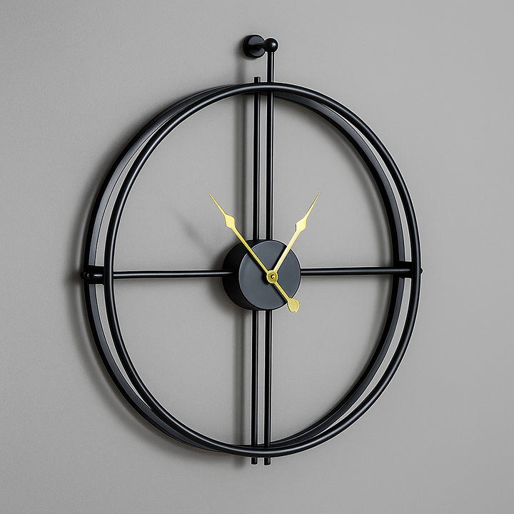 "Moderne zwarte/grijze wandklok met stil quartz uurwerk, elegant en minimalistisch design. Formaat: 55/60 cm diameter."