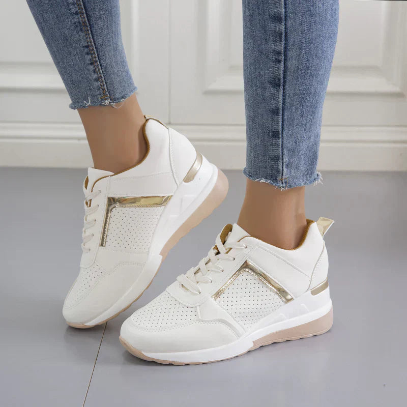 "Modieuze dames sneakers met plateauzool, ademend design in beige, grijs, roze, wit - GS Modern Walk"