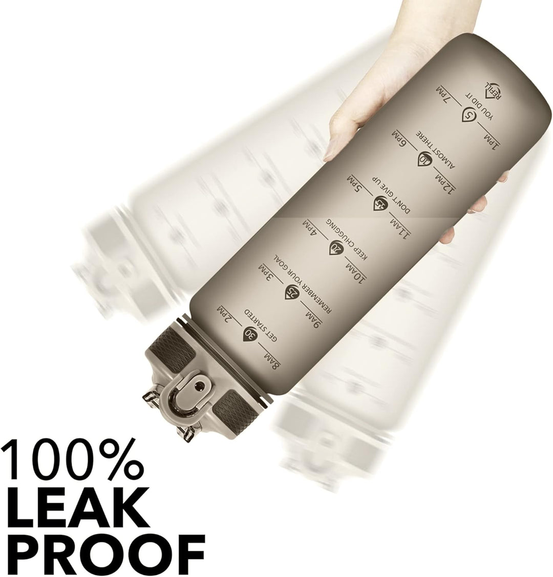 "Motiverende 900ml drinkfles met tijdmarkeringen, lekvrije dop en rietje, BPA-vrij, perfect voor hydratatie en fitness."