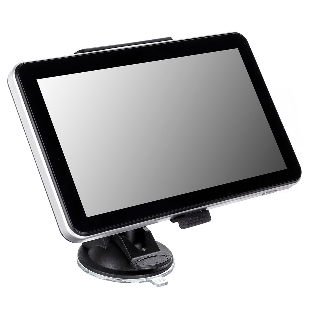 "Navigatiesysteem met groot 7-inch HD-touchscreen, geschikt voor auto en vrachtwagen, met multimedia functies."