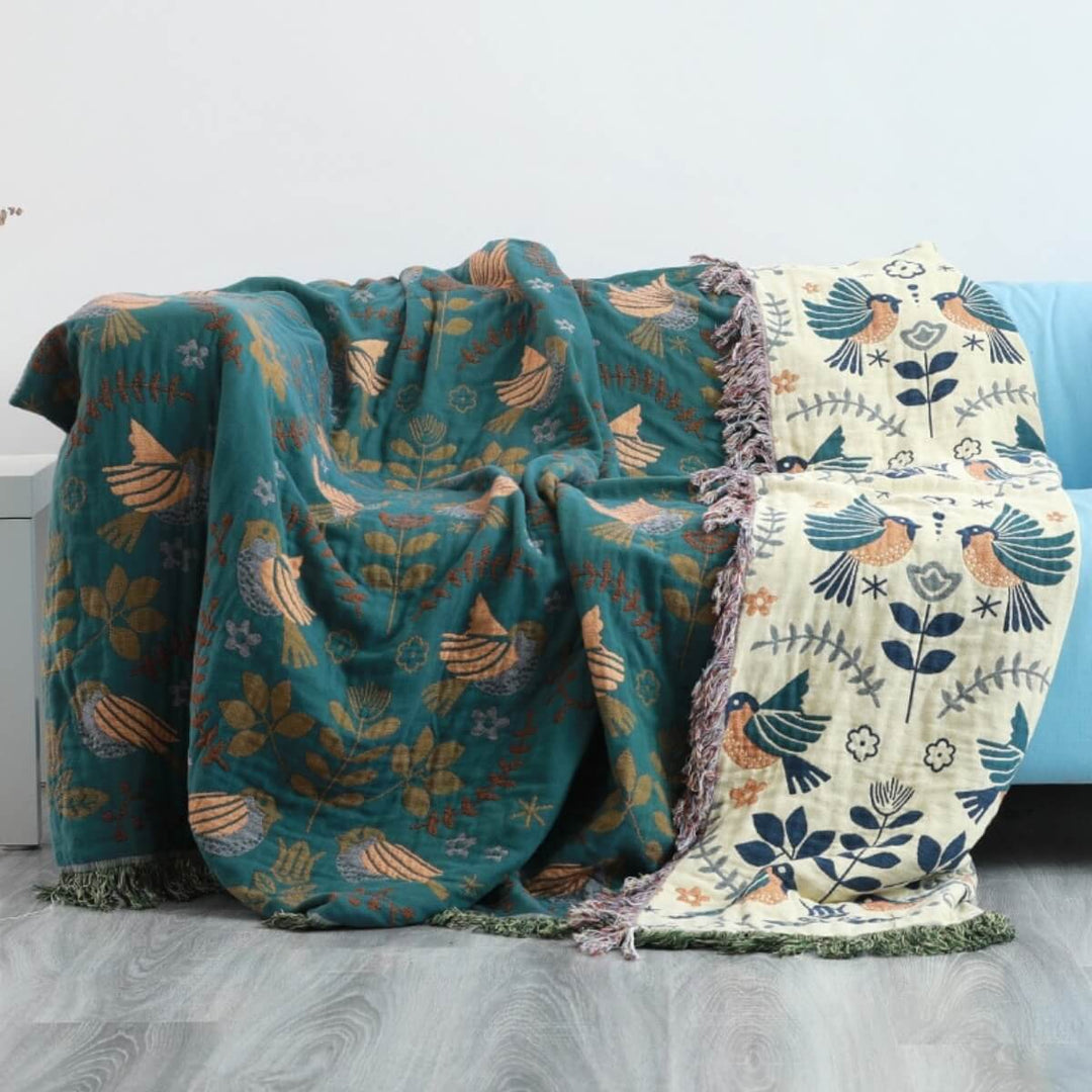 Omkeerbaar Scandinavisch dekentje met dubbelzijdig design, stijlvol en seizoensbestendig, ideaal voor elk interieur.