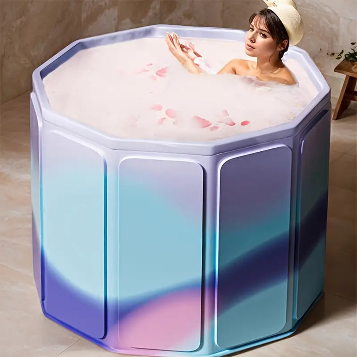 "Opvouwbare opblaasbare hot tub voor luxe badervaring, ruim formaat, modern ontwerp, ideaal voor op reis en ontspanning."