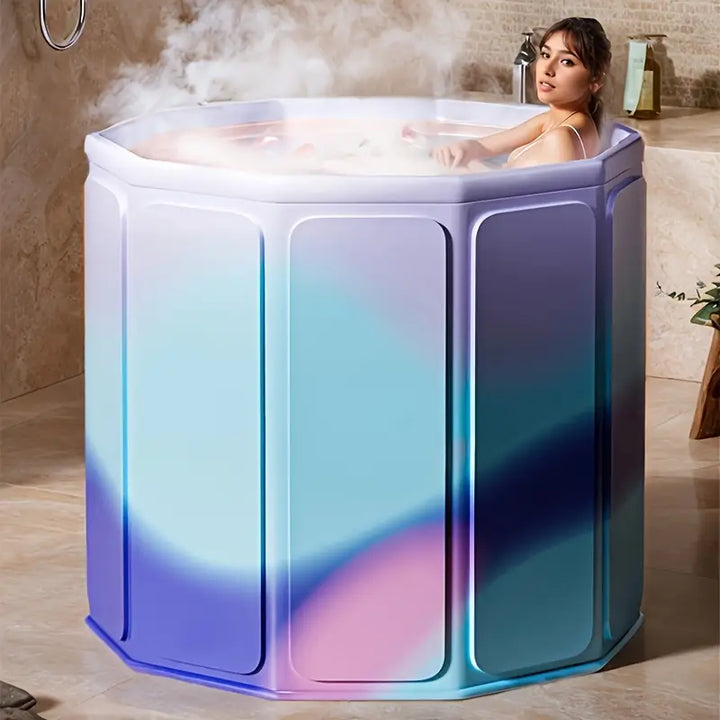 "Opvouwbare opblaasbare hot tub voor luxe badervaring, ruim formaat, modern ontwerp, ideaal voor op reis en ontspanning."