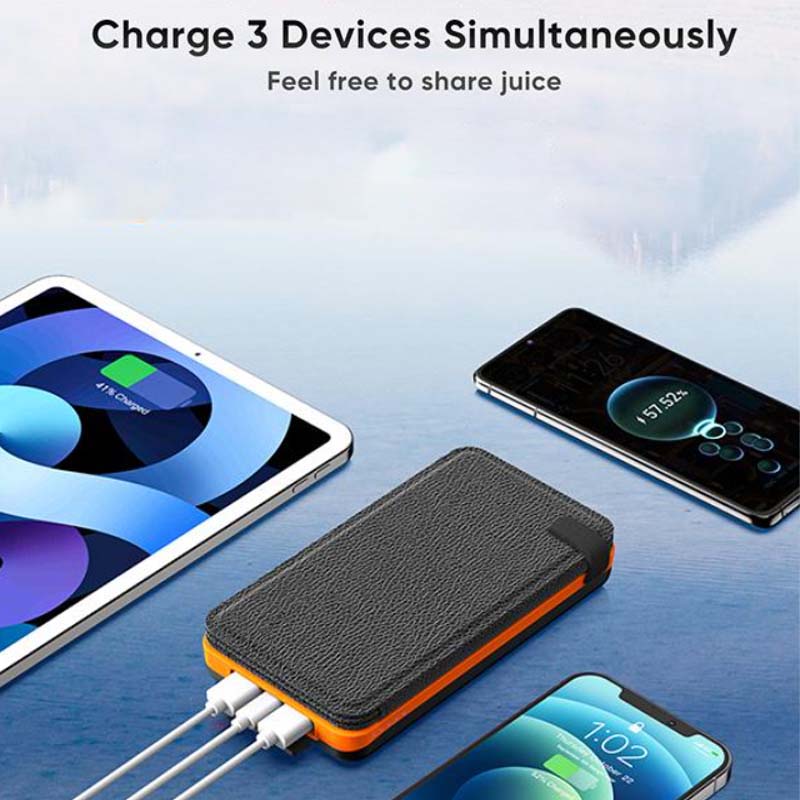 "Opvouwbare zonne-powerbank, robuust en waterdicht, met dubbele USB-poorten en hoogrendement zonnepanelen."