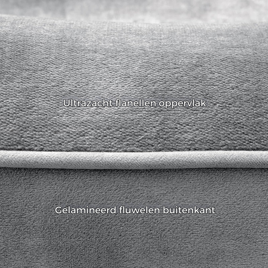 Orthopedisch hondenbed van traagschuim met zachte pluche bekleding voor extra comfort en ondersteuning van gewrichten.