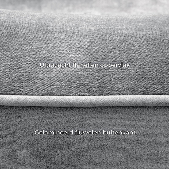 Orthopedisch hondenbed van traagschuim met zachte pluche bekleding voor extra comfort en ondersteuning van gewrichten.