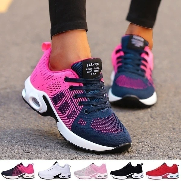Orthopedische dames sneakers in rood, ademend materiaal, comfortabele loopzool, stijlvol en pijnverlichtend, Walkers.