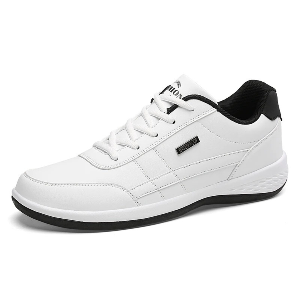"Orthopedische heren sneakers van leer, luxe en stijlvol in blauw, voor dagelijks comfort en ondersteuning."