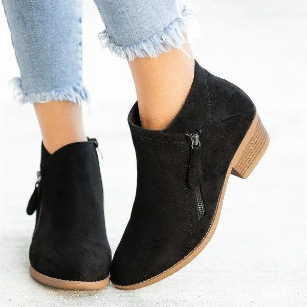 "Orthopedische leren enkellaarzen voor vrouwen, blauw design met ritssluiting, bieden comfort en stijl voor elke gelegenheid.
