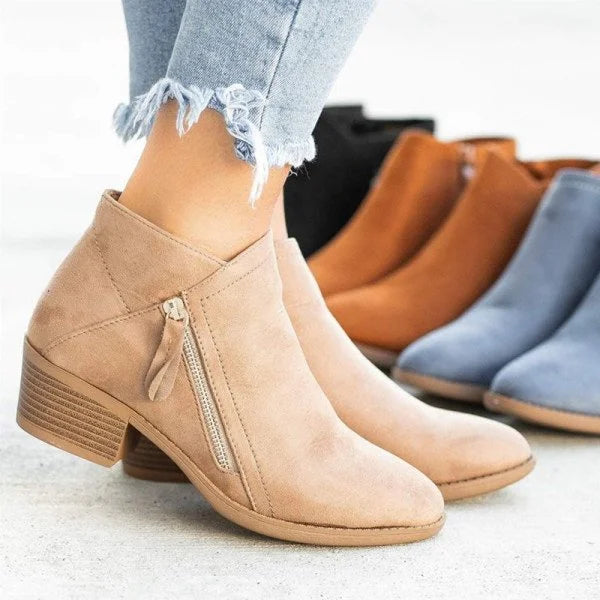 "Orthopedische leren enkellaarzen voor vrouwen, blauw design met ritssluiting, bieden comfort en stijl voor elke gelegenheid.