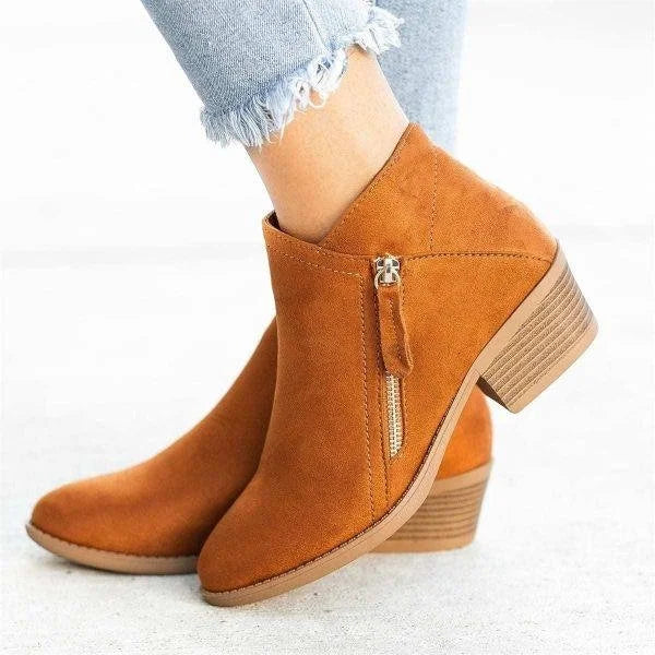 "Orthopedische leren enkellaarzen voor vrouwen, blauw design met ritssluiting, bieden comfort en stijl voor elke gelegenheid.