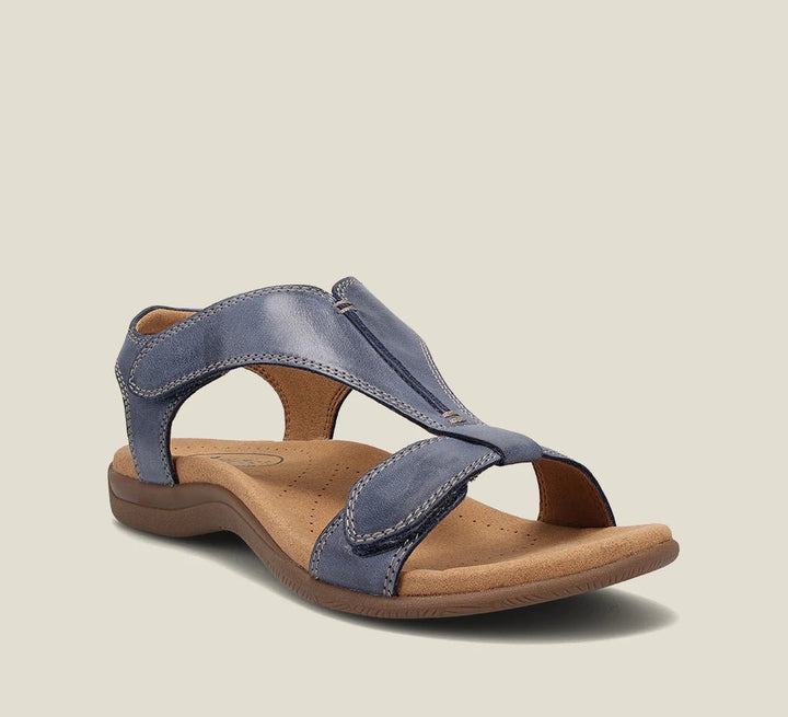 Orthopedische leren sandalen voor dames, elegant ontwerp met anatomisch voetbed, in verschillende kleuren beschikbaar.
