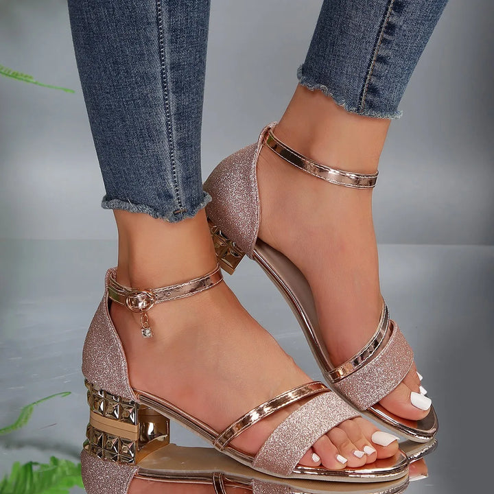 Orthopedische sandalen voor dames met verstelbare enkelbandjes, stijlvol PU-leer, 2,5 cm hak, ideaal voor comfort.