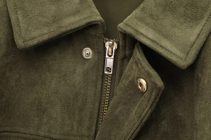 "Oversized suède damesjack met gestructureerde schouders, luxe uitstraling, vintage stijl en moderne elegantie, ideaal voor k