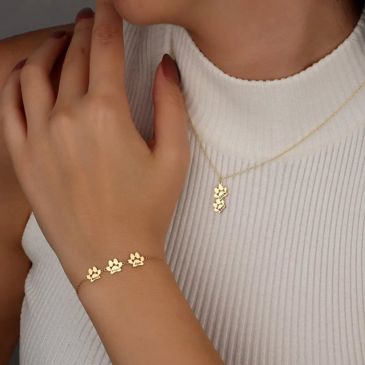 PawBracelet armband: duurzaam, stijlvol roestvrij staal in goud, zilver, rosé goud, gepersonaliseerde gravure mogelijk.