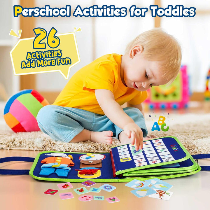 Peuter Drukbord Montessori speelgoed, educatief activiteitenboek voor kinderen, kleurrijk en veelzijdig leren en spelen.