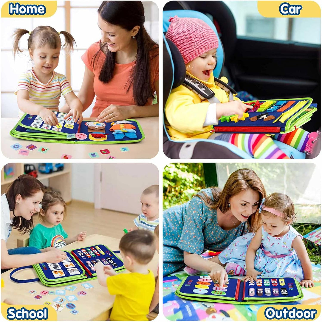 Peuter Drukbord Montessori speelgoed, educatief activiteitenboek voor kinderen, kleurrijk en veelzijdig leren en spelen.