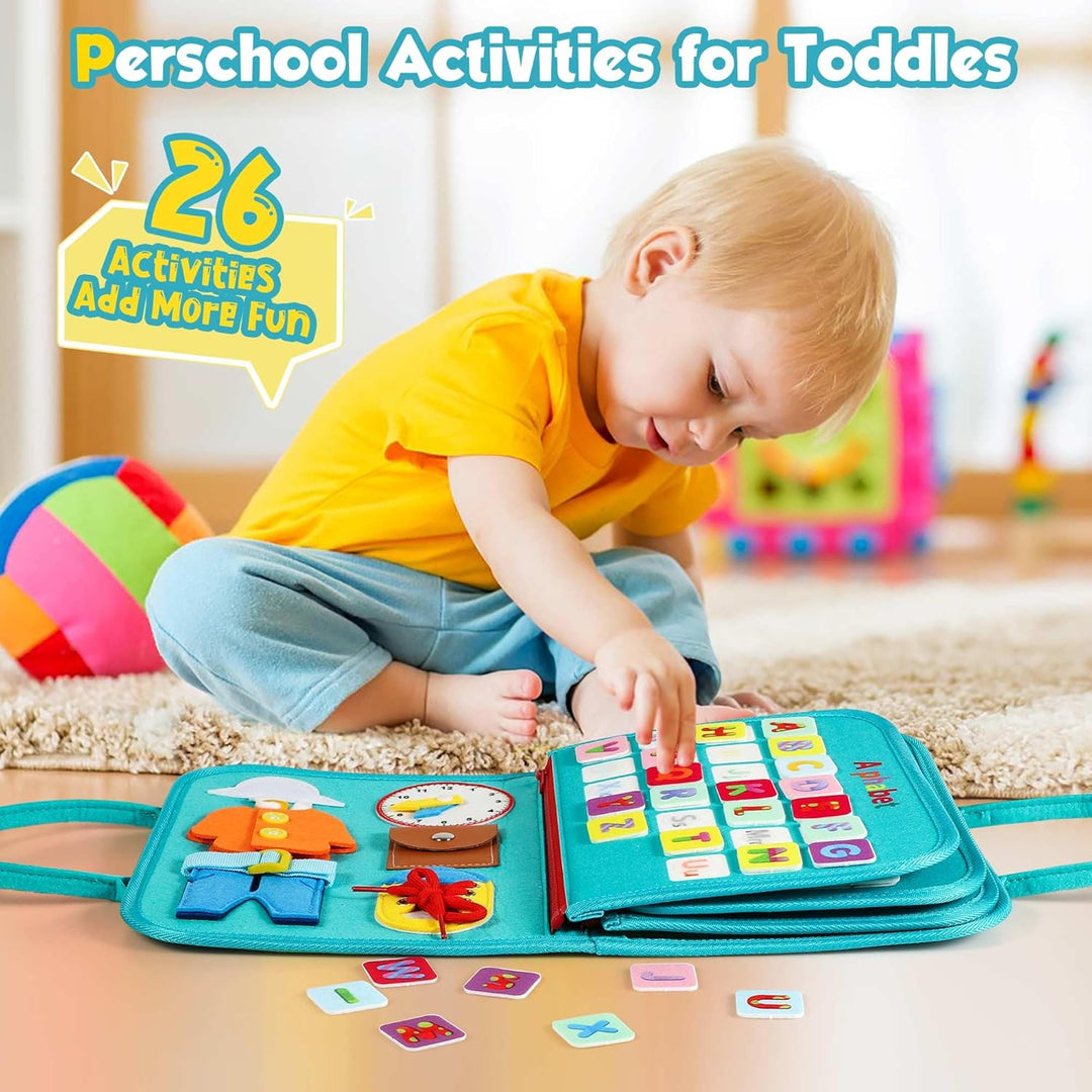 Peuter Drukbord Montessori speelgoed, educatief activiteitenboek voor kinderen, kleurrijk en veelzijdig leren en spelen.