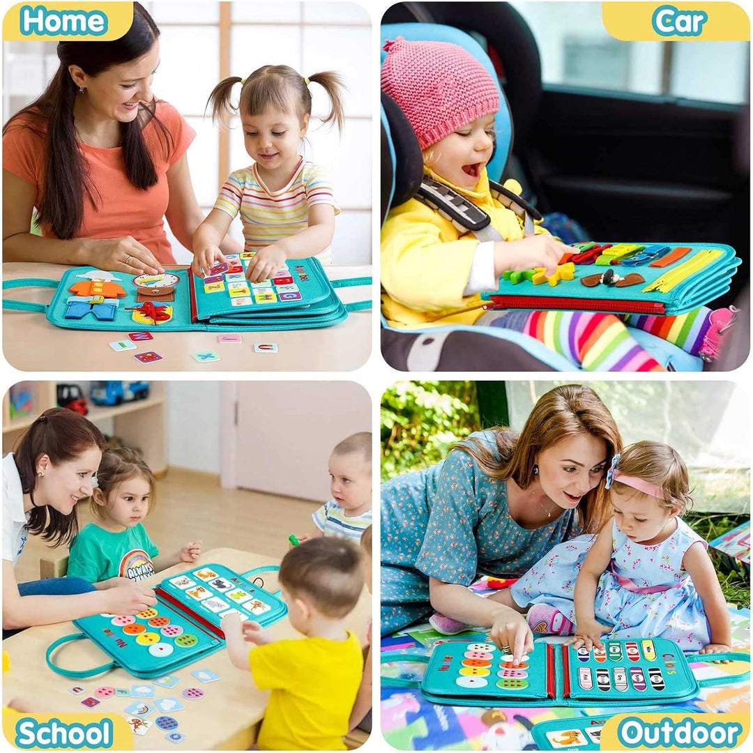 Peuter Drukbord Montessori speelgoed, educatief activiteitenboek voor kinderen, kleurrijk en veelzijdig leren en spelen.