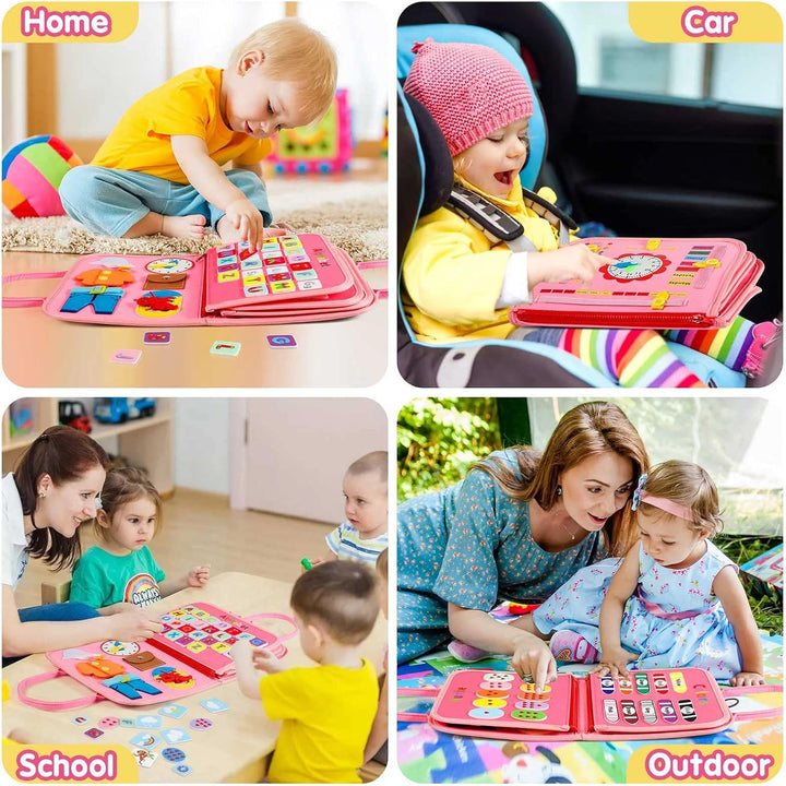 Peuter Drukbord Montessori speelgoed, educatief activiteitenboek voor kinderen, kleurrijk en veelzijdig leren en spelen.