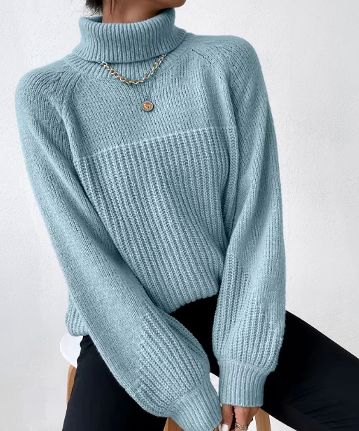"Raglanmouwen trui voor dames, winterkleding, elegant ontwerp in grijze katoenmix, comfort en stijl, moderne look."