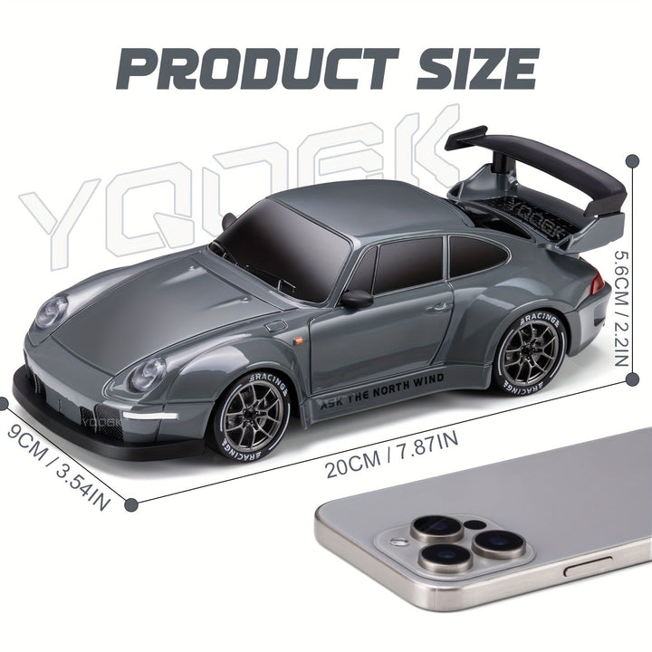 RC Drift Auto 1:24 met 4WD, robuuste bouw en verlichte wielen. Ideaal voor spannende race-ervaringen binnen en buiten.