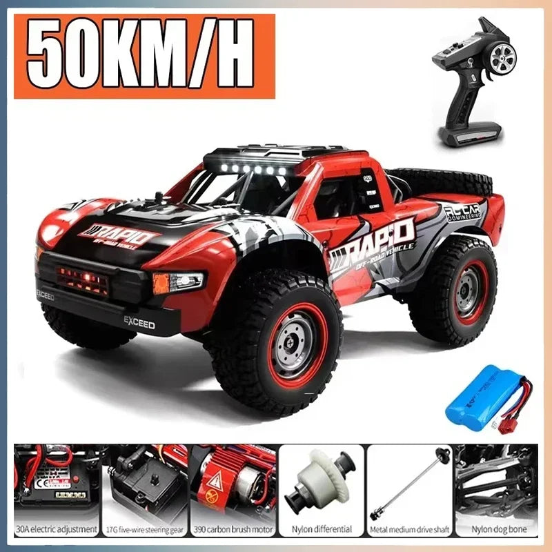 "RC monstertruck 1:16, borstelloze motor, 4WD, 70KM/U, met robuuste banden voor drift en off-road avonturen kind en volwassen
