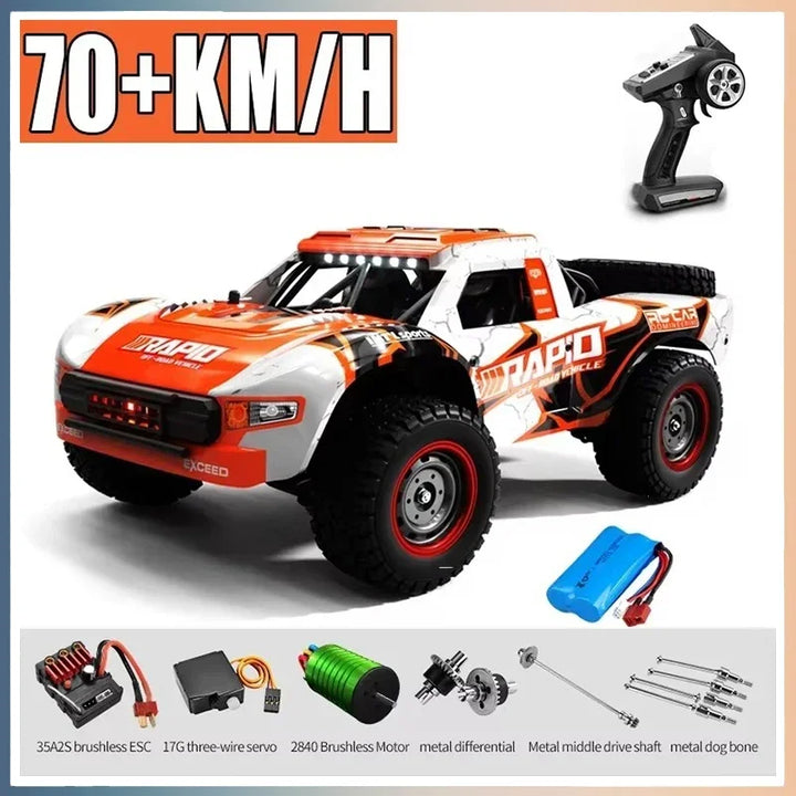 "RC monstertruck 1:16, borstelloze motor, 4WD, 70KM/U, met robuuste banden voor drift en off-road avonturen kind en volwassen