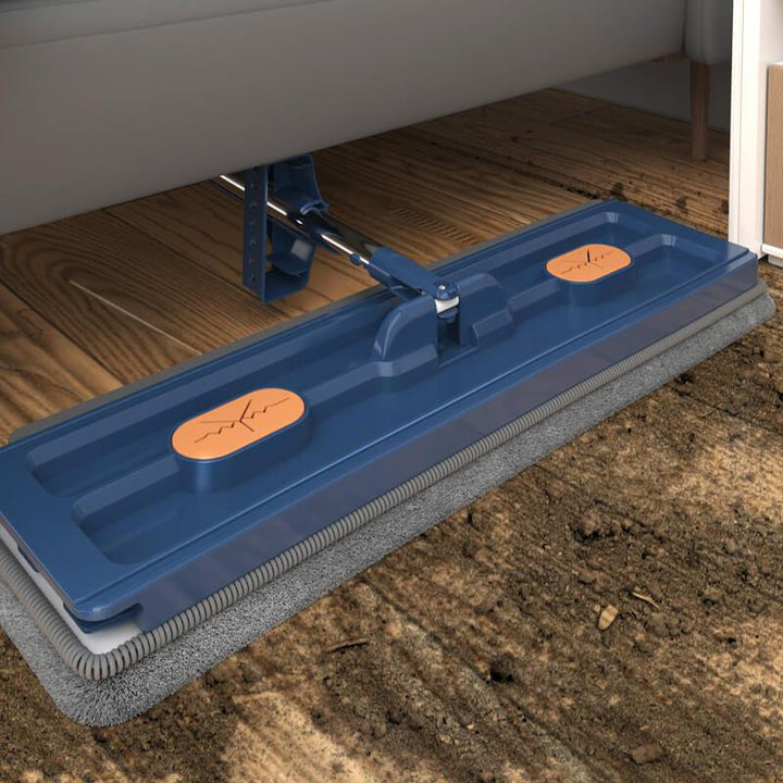 "Revolutionaire mop met 360° rotatie, geïntegreerde schraper en RVS steel voor efficiënte schoonmaak van houten en tegelvloer