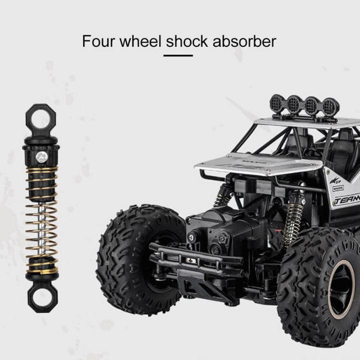 "Robuuste 4x4 offroad RC-auto met krachtige banden en schokbestendig ontwerp voor avontuurlijk rijplezier op elk terrein."