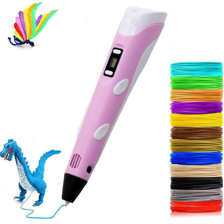 "Roze 3D-pen met 10 kleuren PLA-filament voor creatieve projecten, veelzijdig en gebruiksvriendelijk voor alle leeftijden."