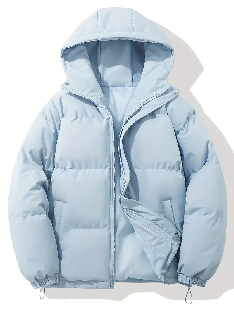 Roze dames winterjas met verstelbare capuchon, isolerende voering en elastische manchetten voor comfort en stijl.