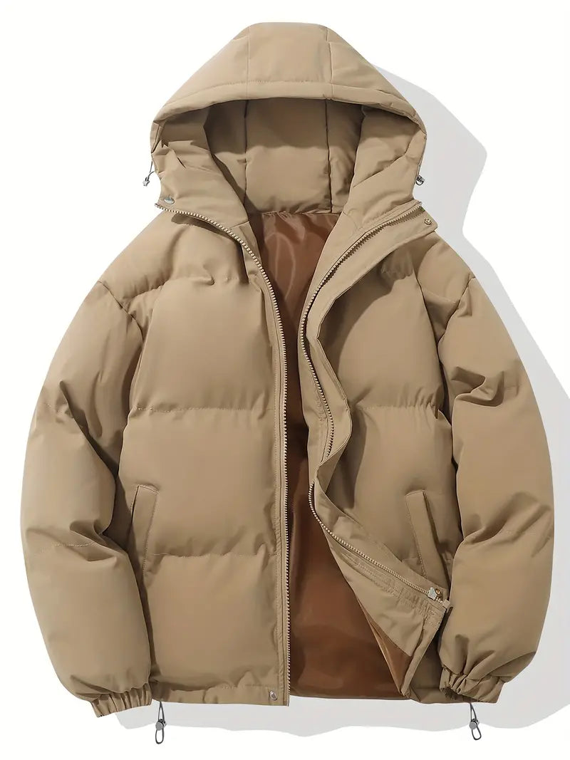 Roze dames winterjas met verstelbare capuchon, isolerende voering en elastische manchetten voor comfort en stijl.
